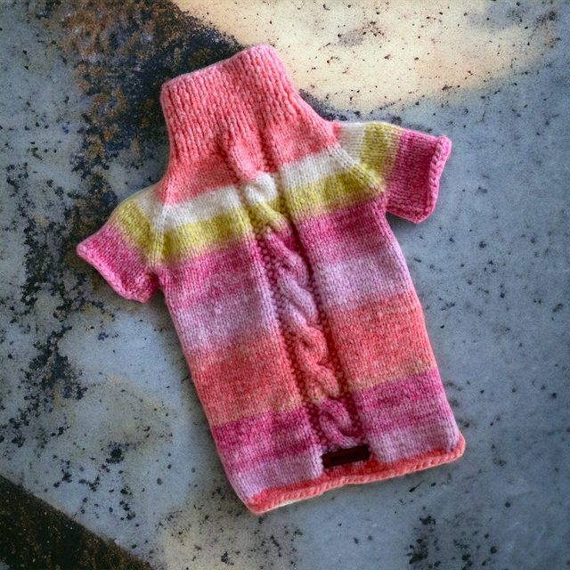 Pootchi Pembe Sarı Degrade Saç Örgü Kazak