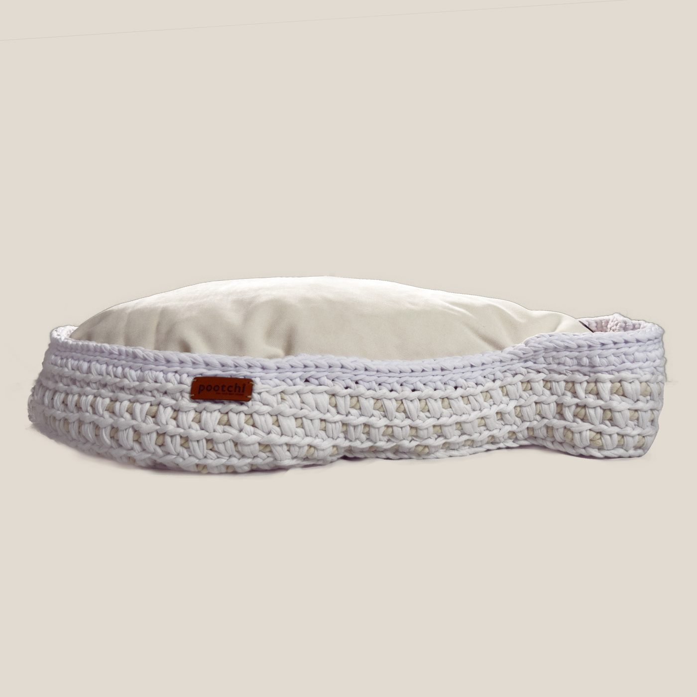 Pootchi Beyaz Alçak Oval Yatak - görsel 1